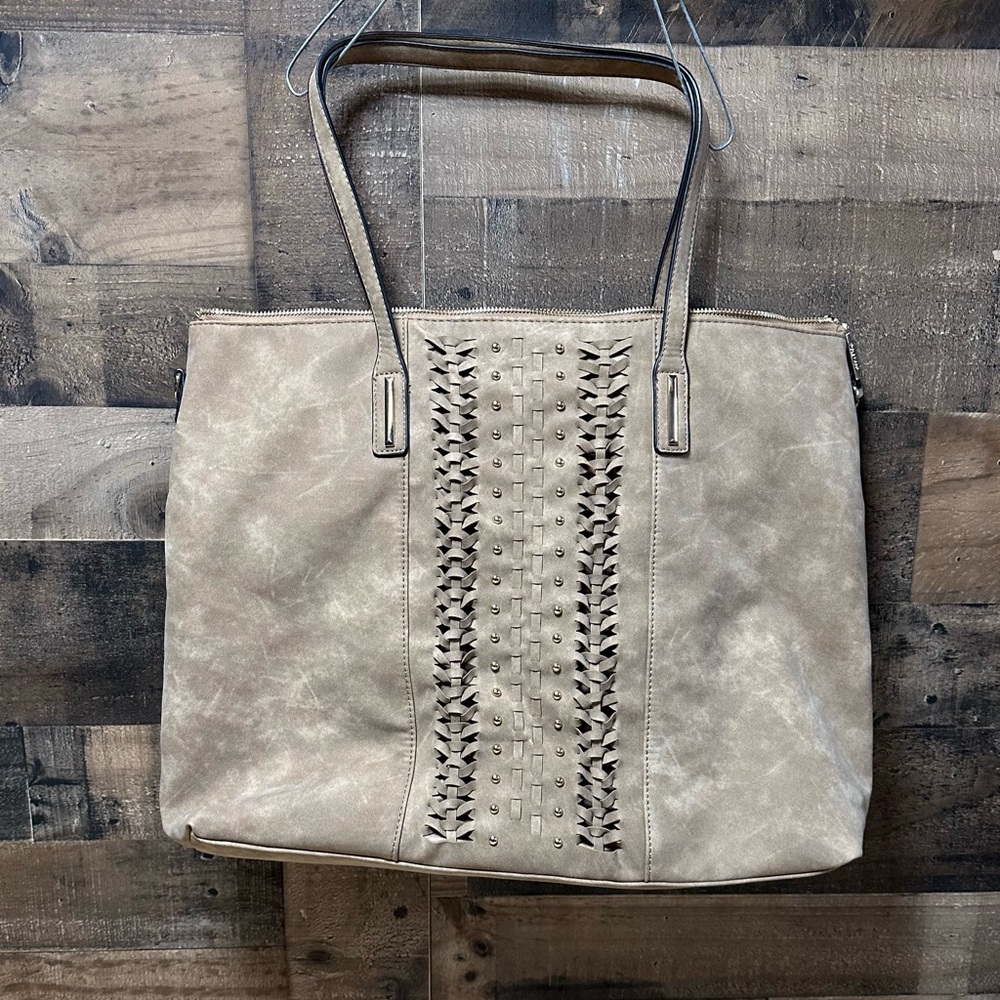 Violet Ray Women’s Brown Faux Leather Large Tote With Detachable Carry Strap